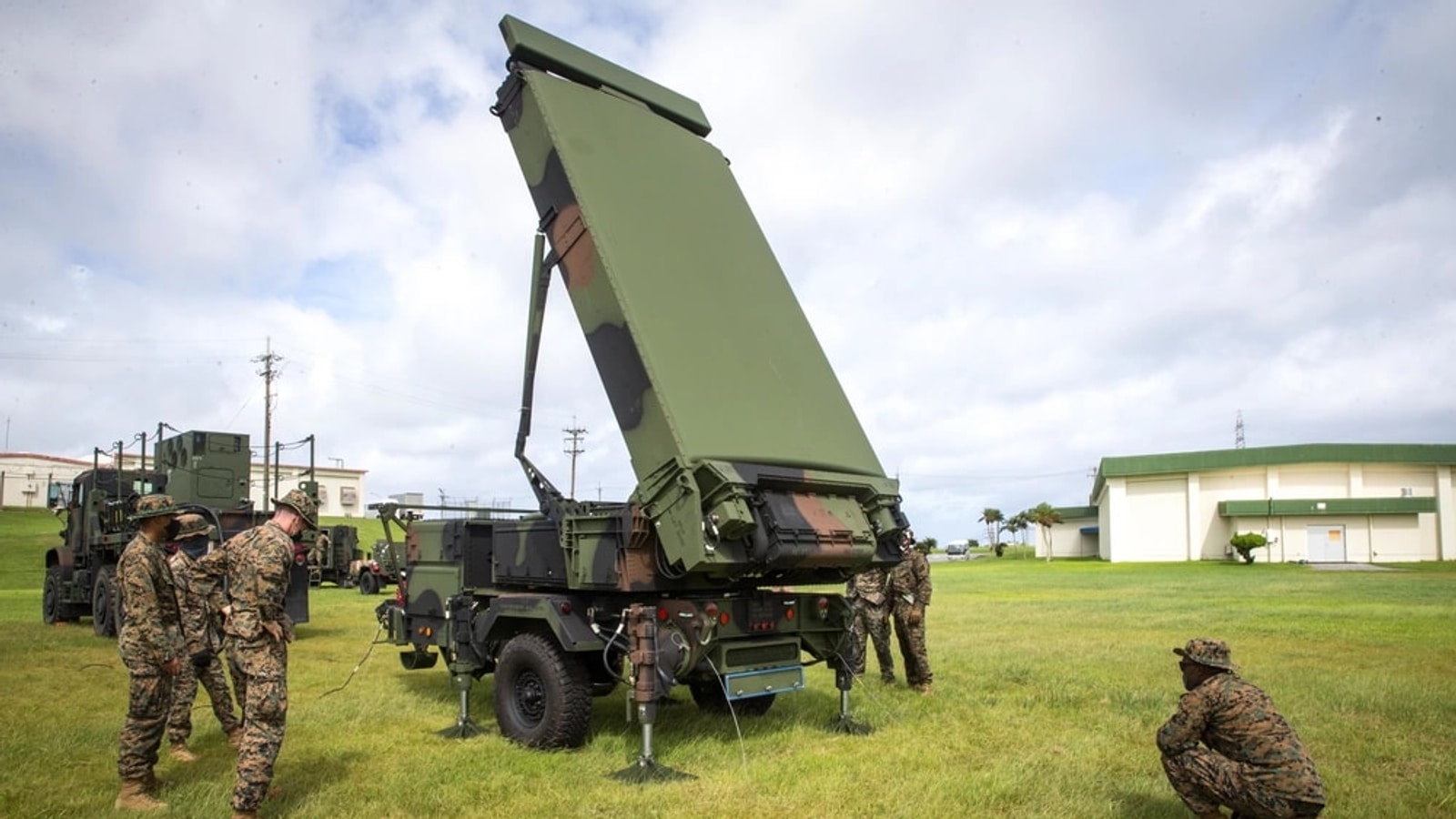 U.S. Marines monitoring a Ground Air Task Oriented Radar system