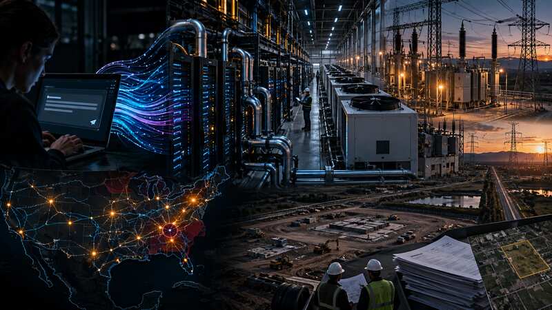 AI compute becoming data centers, cooling, transformers, substations, permits and regional grid capacity