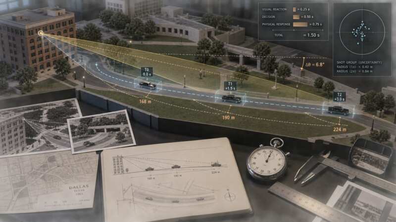 Measured plaza reconstruction testing sightlines, timing, angular motion and uncertainty