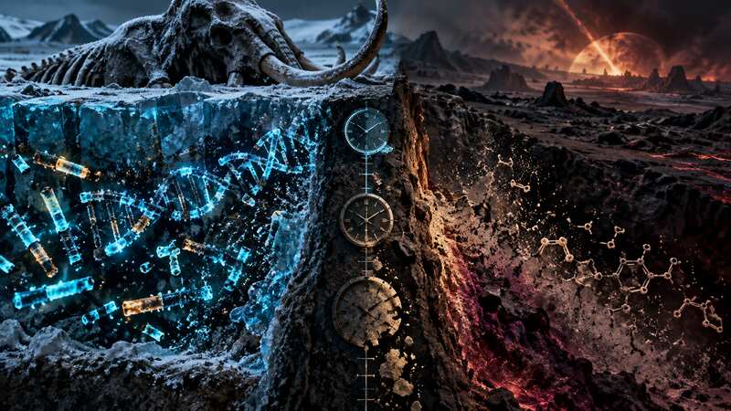 Mammoth DNA fragments surviving in permafrost beside the molecular void across dinosaur-scale time